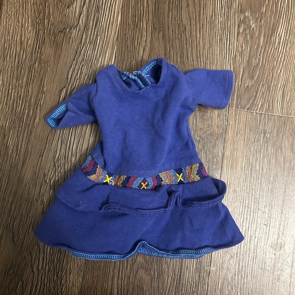 American Girl Blue Saige Dress with Multicolor Trim